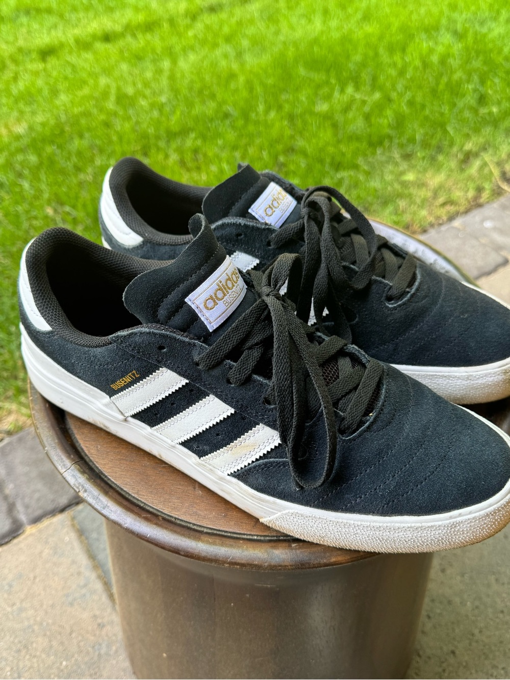 adidas Black and White Suede Busenitz Sneakers